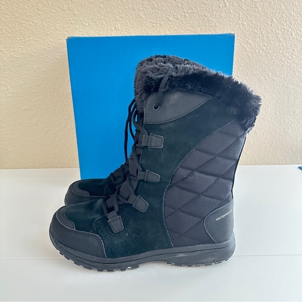 Columbia Women's Lace Up Snow Boots Ice Maiden II in Black with Box sz US 8 - Picture 4 of 13